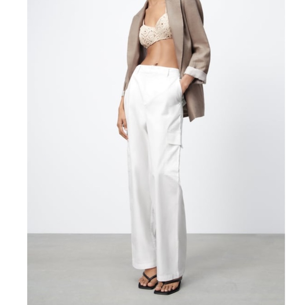 WHITE zara cargo pants